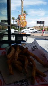 outside seating at checkers across from hard rock